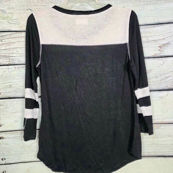 Maurices 24/7 Black White Striped Sleeve Top S - Picture 5 of 7